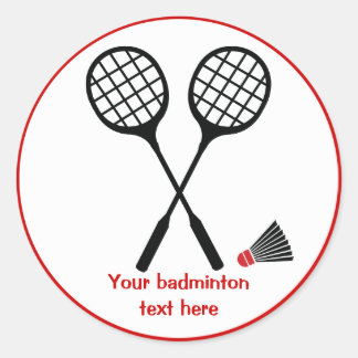 Badminton racquet and shuttlecock custom classic round sticker