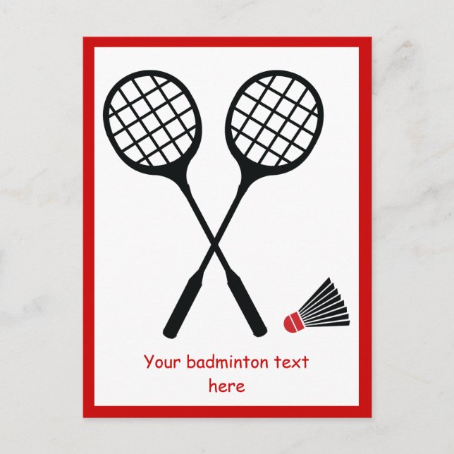 Badminton racquet and shuttlecock vertical postcard (Front)
