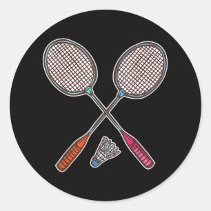 Badminton Racquet And Shuttles Professional Badmin Classic Round Sticker