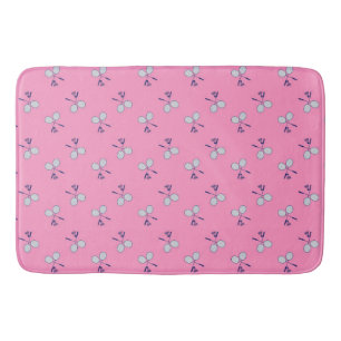 Badminton Racquet Pattern Pink Bath Mat