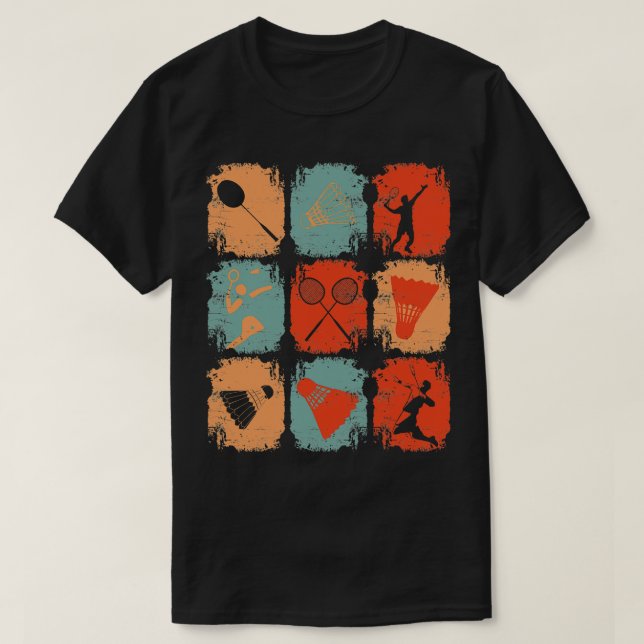 Badminton Retro 1 T-Shirt (Design Front)