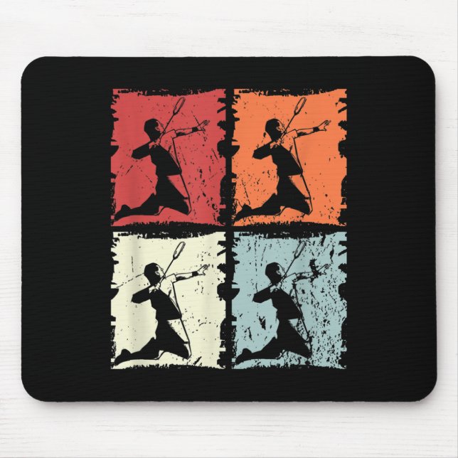 Badminton Retro Badminton Player, Shuttle  Mouse Pad (Front)