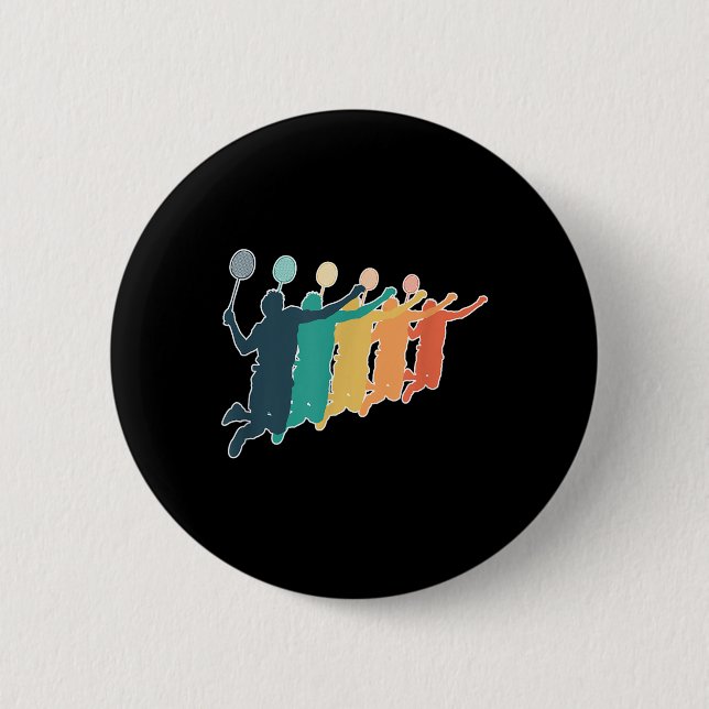 Badminton Retro Racket  2 Inch Round Button (Front)
