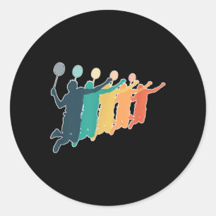 Badminton Retro Racket Classic Round Sticker