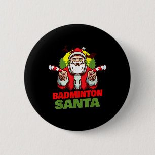 Badminton Santa Claus Christmas Holiday - Badminto 2 Inch Round Button