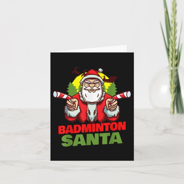 Badminton Santa Claus Christmas Holiday - Badminto Card (Front)