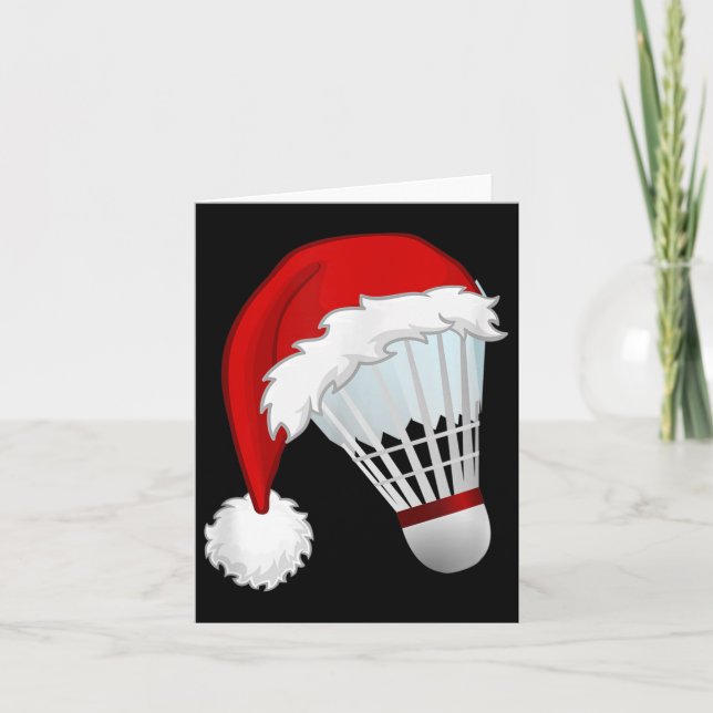 Badminton Santa Hat Sports Christmas  Card (Front)