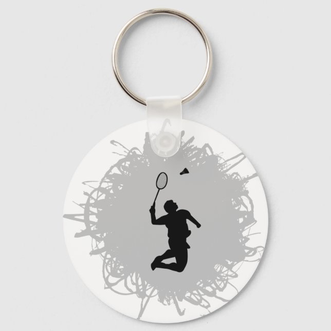Badminton Scribble Style Keychain (Front)