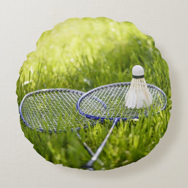 Badminton Set to Go Round Pillow (Front)