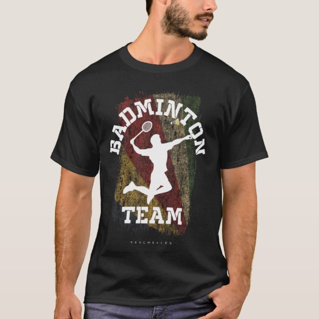 Badminton Seychelles Net Games Player Badminton T-Shirt (Front)