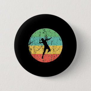 Badminton Shirt - Vintage Retro Badminton Player 2 Inch Round Button