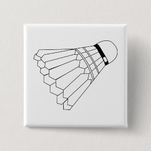 Badminton Shuttle 2 Inch Square Button