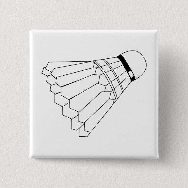 Badminton Shuttle 2 Inch Square Button (Front)