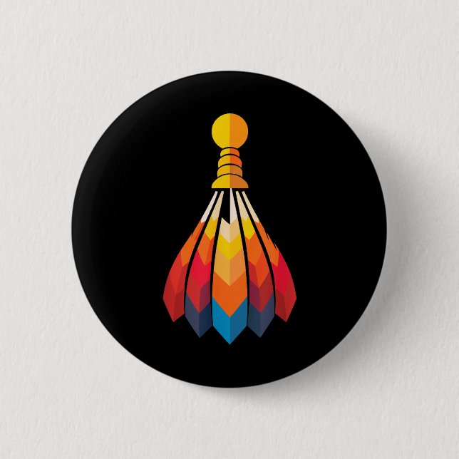 Badminton Shuttle _4  2 Inch Round Button (Front)