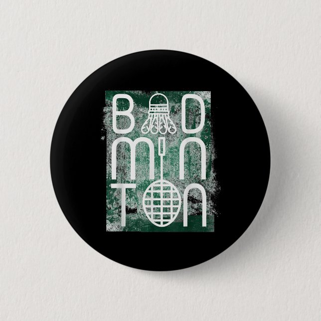 Badminton Shuttle And Racket Themed Words Funny  2 Inch Round Button (Front)