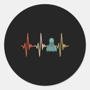 Badminton Shuttle Heartbeat Retro Vintage For Wome Classic Round Sticker