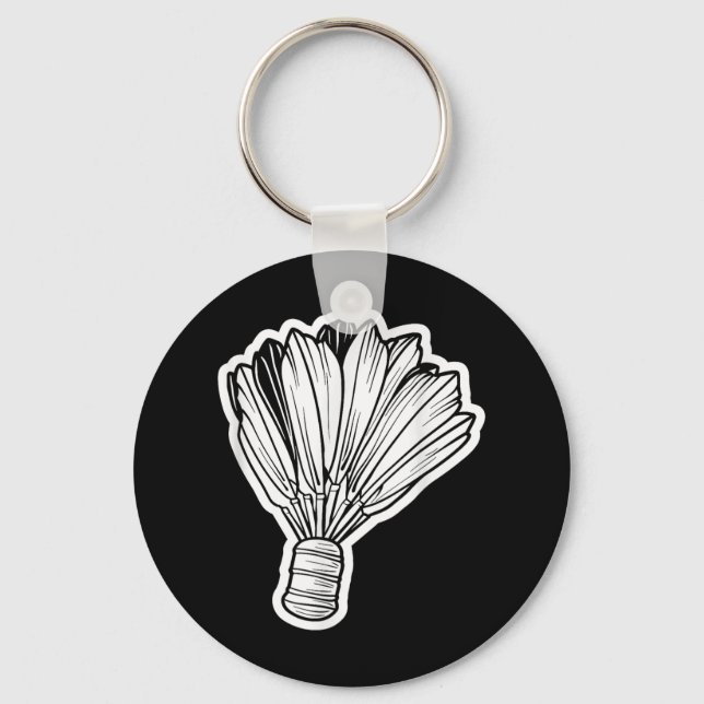 Badminton Shuttle Line Art  Keychain (Front)