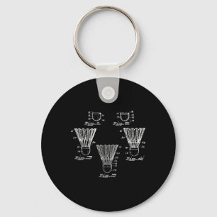 Badminton Shuttle Patent Blueprint Keychain