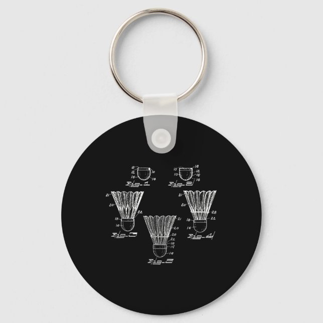 Badminton Shuttle Patent Blueprint  Keychain (Front)