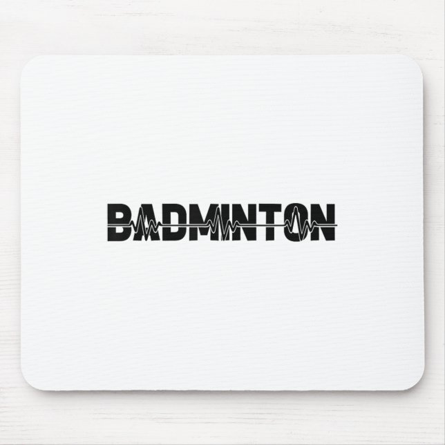 Badminton Shuttle Player - Team Racquet Ekg Heartb Mouse Pad (Front)