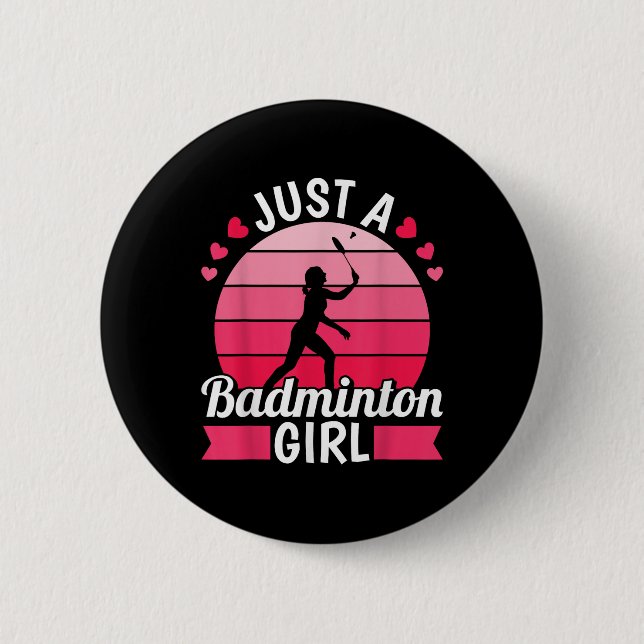 Badminton Shuttle Racket - Racquet Just A Badminto 2 Inch Round Button (Front)