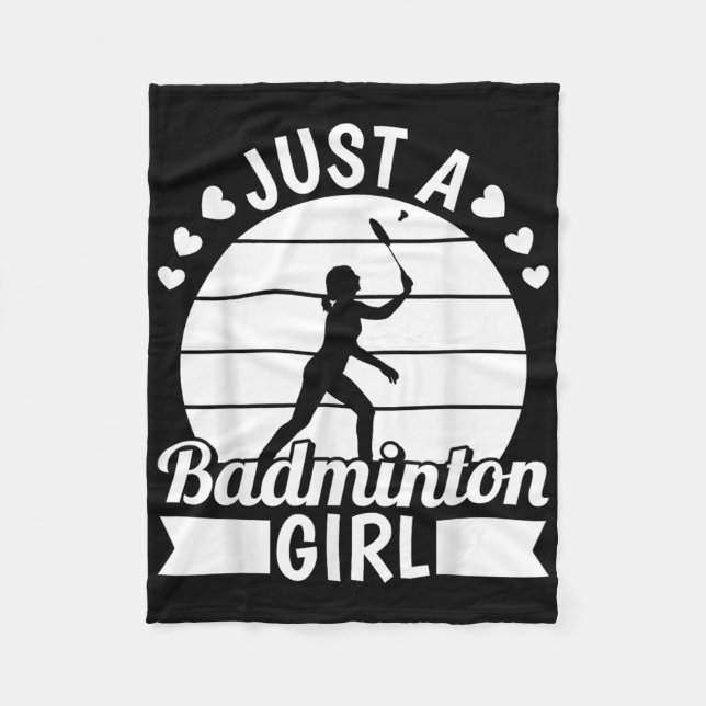 Badminton Shuttle Racket Racquet - Just A Badminto Fleece Blanket (Front)