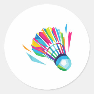 Badminton Shuttle Racquet Sport Badminton Pop Art  Classic Round Sticker