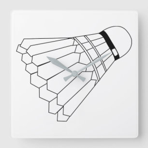 Badminton Shuttle Square Wall Clock