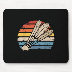 Badminton Shuttle Sunset Distressed Funny Shuttle Mouse Pad