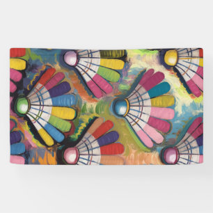 Badminton Shuttlecock Art Colourful pattern gift Banner