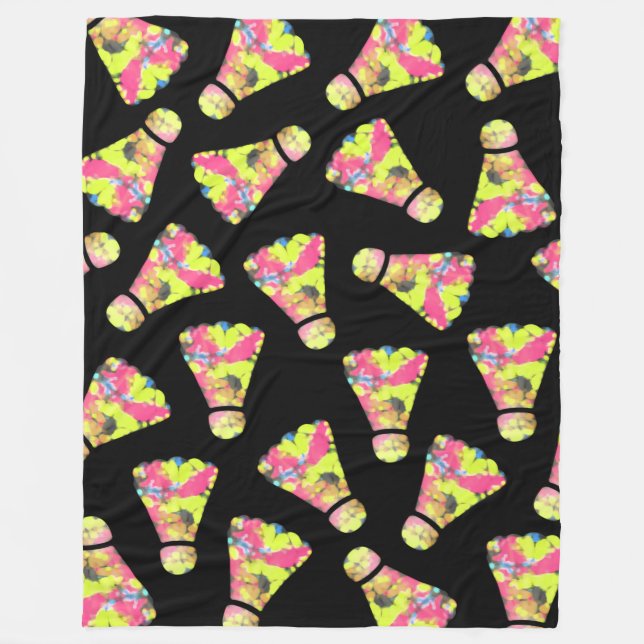 Badminton Shuttlecock Art Colourful pattern gift Fleece Blanket (Front)