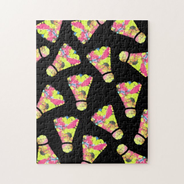Badminton Shuttlecock Art Colourful pattern gift Jigsaw Puzzle (Vertical)