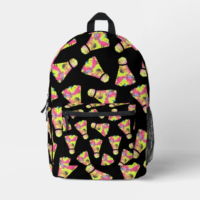 Badminton Shuttlecock Art Colourful pattern gift Printed Backpack (Front)