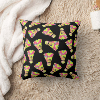 Badminton Shuttlecock Art Colourful pattern gift Throw Pillow