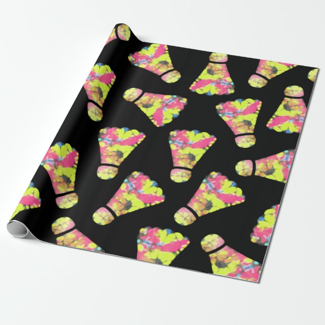 Badminton Shuttlecock Art Colourful pattern gift Wrapping Paper (Unrolled)