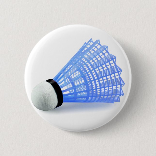 Badminton Shuttlecock Birdie Blue Sports 2 Inch Round Button (Front)