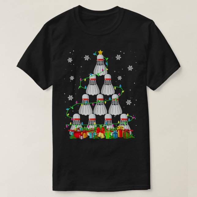 Badminton Shuttlecock Christmas Tree Badminton Lov T-Shirt (Design Front)