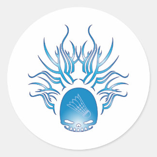 Badminton Skull Classic Round Sticker