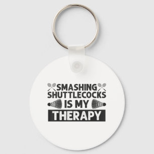 Badminton Smashing Shuttles Racquet Sport Keychain