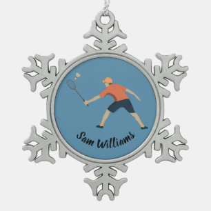 Badminton Snowflake Pewter Christmas Ornament