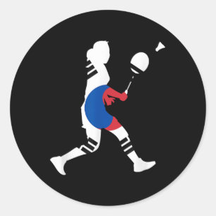 Badminton South Korean Flag Racket Shuttle Women P Classic Round Sticker