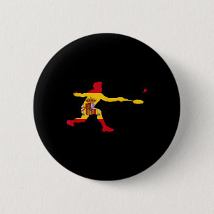 Badminton Spanish Flag Racquet Shuttle Men Player 2 Inch Round Button