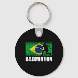 Badminton Sport, Retro Brazil Flag, Brazilian Keychain