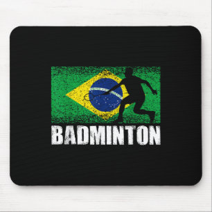 Badminton Sport, Retro Brazil Flag, Brazilian Mouse Pad