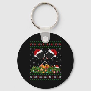 Badminton Sports Lover Xmas Santa Ugly Badminton C Keychain
