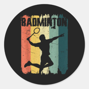 Badminton Sports Retro Vintage Badminton Player Classic Round Sticker