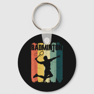 Badminton Sports Retro Vintage Badminton Player Keychain