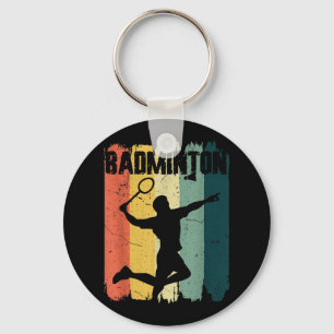 Badminton Sports Retro Vintage Badminton Player Keychain