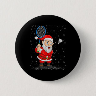 Badminton Sports Santa Claus Playing Badminton Chr 2 Inch Round Button