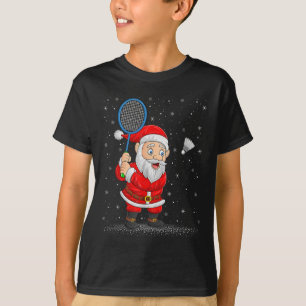 Badminton Sports Santa Claus Playing Badminton Chr T-Shirt